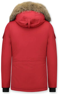 Winterjas met bontkraag - maat S Rood
