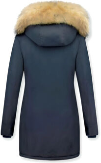Winterjas met bontkraag parka jas Blauw