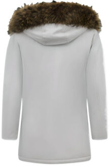 Winterjas met echte bontkraag slim fit - maat L Veelkleurig