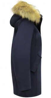 Winterjas met imitatie bontkraag slim fit Blauw - XL