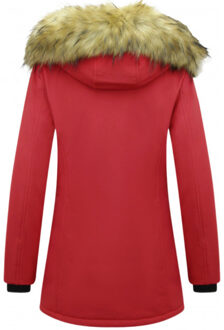 Winterjas met imitatie bontkraag slim fit Rood
