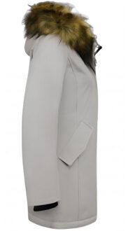 Winterjas met imitatie bontkraag slim fit Veelkleurig