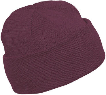 Wintermuts Beanie Yukon - bordeaux rood - heren/dames - sterk/zacht/licht gebreid 100% Acryl One size