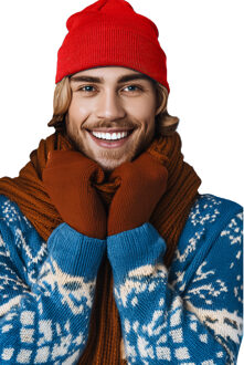 Wintermuts Beanie Yukon - rood - heren/dames - sterk/zacht/licht gebreid 100% Acryl One size