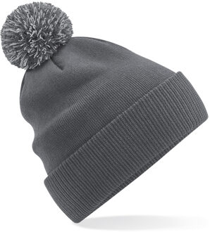 Wintermuts met Pompon - grijs - polyester - volwassenen One size