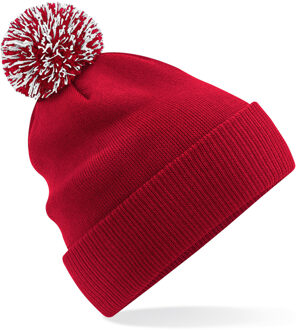 Wintermuts met Pompon - rood - polyester - volwassenen One size