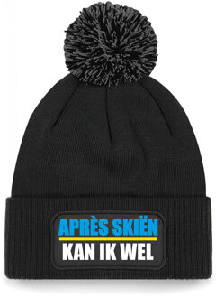 wintersport muts met pompom - Apres Skien - zwart - one size - unisex One size