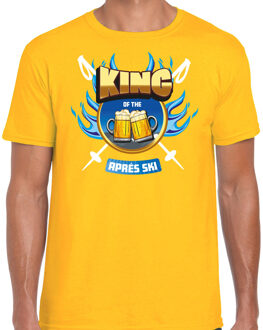 wintersport verkleed t-shirt heren - king of the apres ski - geel - bier 2XL