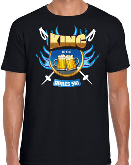 wintersport verkleed t-shirt heren - king of the apres ski - zwart - bier 2XL