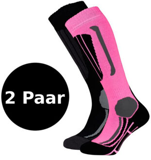 Wintersportsokken - Maat 39-42 - Vrouwen - roze/zwart/grijs