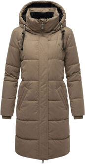 Wintertanz dames lange gewatteerde winterjas met capuchon Bruin - S