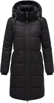 Wintertanz dames lange gewatteerde winterjas met capuchon Zwart - S