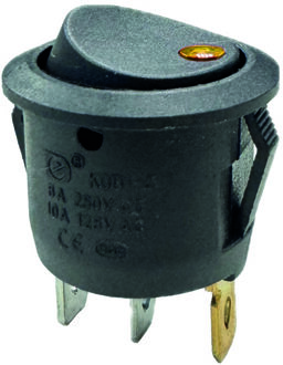 Wipschakelaar amber aan - uit, 12V, 10A, 20mm, led in blister 30340005p