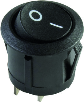 wipschakelaar rond 20 mm aan/uit 12V10A 2tab 4,8mm onverlicht in blister 30340012p