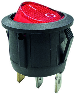 Wipschakelaar rood aan - uit, 12V, 10A, 20mm, led in blister 30340001p