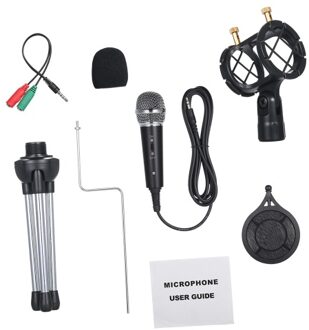Wired Condenser Microphone Audio 3.5mm Studio Mic Vocal Recording KTV Karaoke Mic with Stand for PC Phone