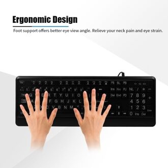 Wired Large Print Keyboard White Bold Jumbo Letters Silent Backlit Keyboard with Oversized Characters 104 Keys for The Elder and People with Bad Eye Sight and Vision Ailment