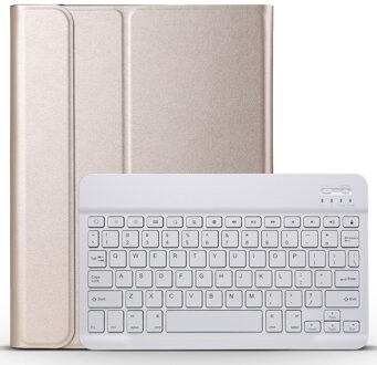 Wireless Bluetooth Keyboard Case Met Pen Houder Lederen Beschermhoes Tablet Cover Voor Samsung Galaxy Tab Een 10.1 SM-T580 SM-T585 goud