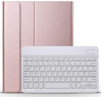 Wireless Bluetooth Keyboard Case Met Pen Houder Lederen Beschermhoes Tablet Cover Voor Samsung Galaxy Tab Een 10.1 SM-T580 SM-T585 roos goud