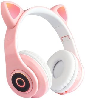 Wireless Bluetooth Kids Headphones Cat Ear Bluetooth LED Light Up Kids Wireless Headphones Over Ear With Microphone roze