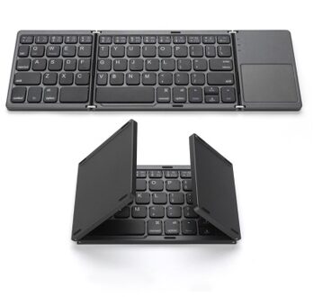 Wireless BT Keyboard Folding Keyboard Portable Ultra Slim BT Keyboard with Touchpad for Windows/Android/iOS Grey