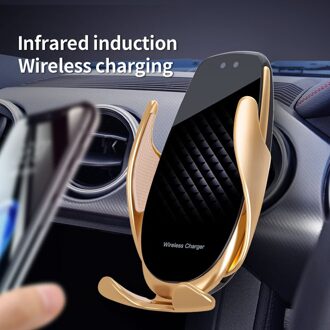 Wireless Car Charger Clip Auto Telefoon Houder Auto-Sensing 15W Snelle Opladen Draadloze Oplader Luchtuitlaat Auto Telefoon houder Rood