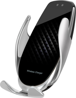 Wireless Car Charger Clip Auto Telefoon Houder Auto-Sensing 15W Snelle Opladen Draadloze Oplader Luchtuitlaat Auto Telefoon houder zilver