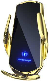 Wireless Car Charger Mount Snel Opladen Infrarood Inductie Autolader Houder Compatibel Met De Meeste Smartphones goud