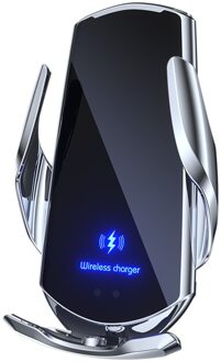 Wireless Car Charger Mount Snel Opladen Infrarood Inductie Autolader Houder Compatibel Met De Meeste Smartphones sliver