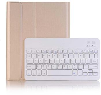 Wireless Keyboard Voor Ipad 10.2 Inch Case Pu Leather Flip Stand Cover Voor Ipad 7th Gen 10.2 "Backlit bluetooth Toetsenbord goud-wit