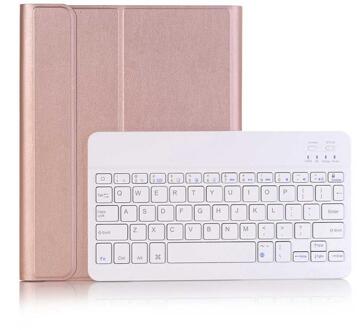 Wireless Keyboard Voor Ipad 10.2 Inch Case Pu Leather Flip Stand Cover Voor Ipad 7th Gen 10.2 "Backlit bluetooth Toetsenbord roos goud-wit