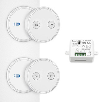 Wireless Light Switch 2 Remote Control 1 Relay Receiver Mount on Wall or be Portable, Up to 30m Range, Easy for Installation