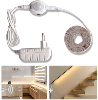 Wireless PIR Motion Sensor LED Strips Under Cabinet Lights 12V Warm White Waterproof Wardrobe Closet Kitchen LED Tape Night Lamp