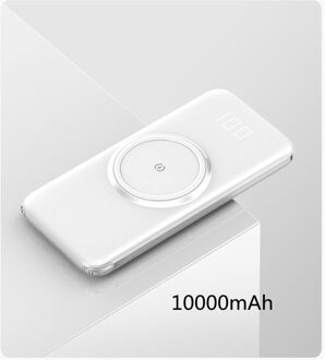 Wireless Power Bank 20000Mah Ingebouwde Kabel Draagbare Mobiele Telefoon Extra Batterij Oplader Voor Xiaomi Huawei Iphone Samsung wit 10000mAh