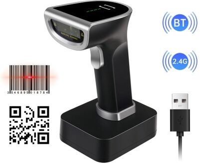 Wireless QR 2D Barcode Scanner with Cradle Handheld USB Wired Bar Code Reader