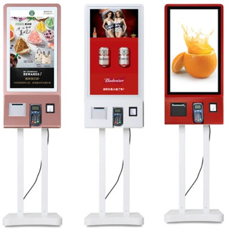Wireless Remote Control Restaurant Self Service Food Ordering touch interactive terminal kiosk machines with printer