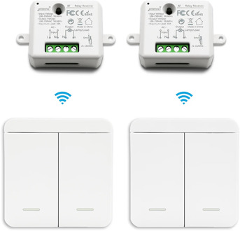 Wireless Wall Switch Remote Control light fans ON OFF up to 30m Tiny Relay Receiver 10A 2500W Easy to Hide No WiFi, No Hub