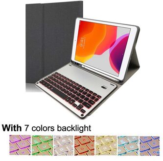 Wirless Backlight Toetsenbord Case Voor Ipad 10.2 Inch Tablet Cover Voor Ipad 7th Gen A2197 Case Pu Leather Afneembare cover zwart Backlight