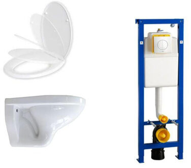 Wisa Adema Classic toiletset bestaande uit inbouwreservoir, softclose toiletzitting en Argos bedieningsplaat wit 0704406/0261520/4345124/