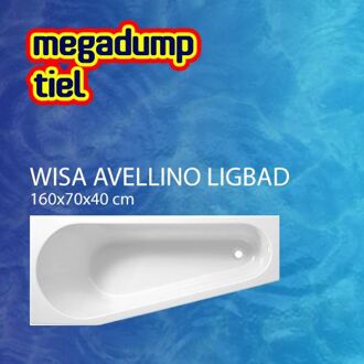 Wisa Avellino bad acryl afgeschuind 160x70x40cm links wit