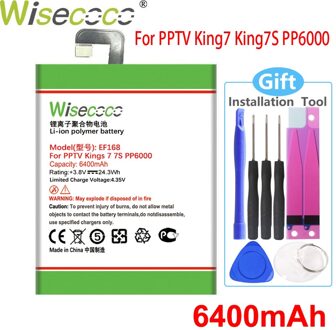 Wisecoco 6400Mah EF168 Batterij Voor Pptv King7 King7S PP6000 Mobiele Telefoon Batterij + Tracking Nummer