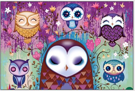 Wishstar Cartoon Uil Tapijt Paars Groen Leuke Kinderen Kamer Tapijt Nachtkastje Mat Etnische Stijl Kids Tapijt Kleurrijke Dier Patroon 80x120cm