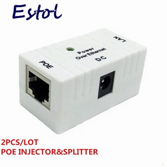 Wit 2 Stks/partij RJ45 Connector Poe Injector Power Over Ethernet Adapter Schakelaar Voor Ip Camera, ip Telefoon Adapter