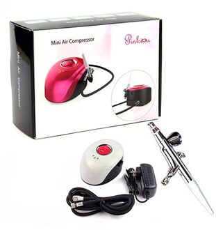 Wit Airbrush Make-Up Kit Mini Compressor Dubbele Controle Airbrush Pen Akvagrim Gezicht Verf Cosmetica Airbrush Voor Nail Art US standaard
