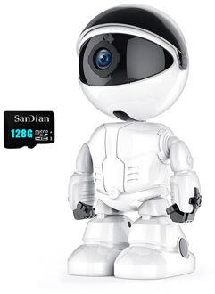 Wit Babyfoon Hd 1080P Cloud Home Security Ip Camera Robot Intelligent Auto Tracking Wifi Camera Draadloze Baby Telefoon YCC365 128G 1080P camera