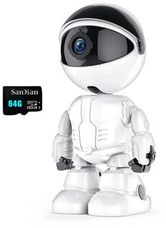 Wit Babyfoon Hd 1080P Cloud Home Security Ip Camera Robot Intelligent Auto Tracking Wifi Camera Draadloze Baby Telefoon YCC365 64G 1080P camera