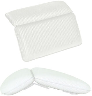 Wit Bad Kussen Thuis Spa Massage Kussen Neck & Back Rest Met Zuignap Pvc Schuim Spons bad Kussen
