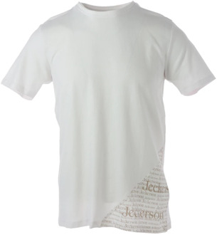 Wit Bedrukt Slim Fit T-Shirt Jeckerson , White , Heren - XL