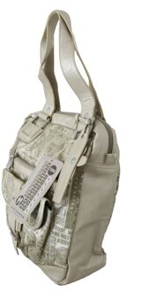 wit bedrukte handtas schouderstof damesbanden