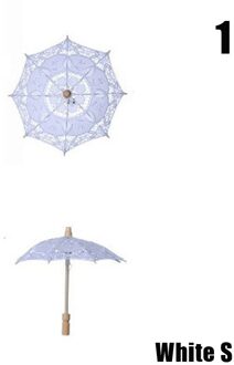Wit Beige Kanten Parasol Paraplu Bruiloft Elegante Katoen Borduurwerk Paraplu 1